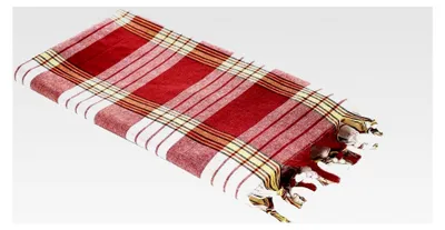 Produktbild von Hamamtuch Classic 80 x 170 cm | Hamam Handtuch 100% Baumwolle | Saugfähiges und schnell trocknendes Pestemal/Fouta rot kariert | Hamam Strandtuch/Saunahandtuch mit kleinem Packmaß