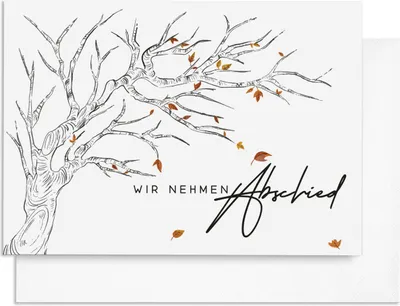 Produktbild von Trauerkarten mit Umschlag - Beileidskarten mit Umschlag hochwertig | Kondolenzkarten "Wir nehmen Abschied" mit Leinenstruktur (4 Karten + Umschläge)