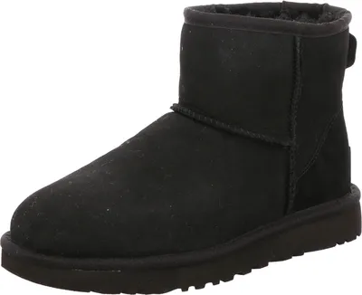A single black UGG boot is shown from a side-angle on a white background.