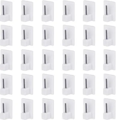 Imagen del producto de Ibenzoa® Ganchos autoadhesivos para cortinas y barras de ventana, 30 unidades, blancos – Montaje sin taladrar, fuerte poder adhesivo, sin residuos