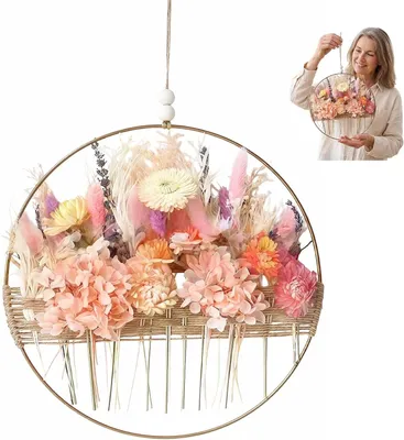 Produktbild von Trockenblumenkranz, 30 cm, Metallring, für Haustürdekoration