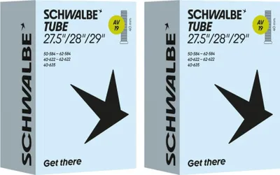 Image de Chambre à air Schwalbe 2x AV19, 27,5/28/29 pouces (ETRTO 40/62-584/635), valve auto...