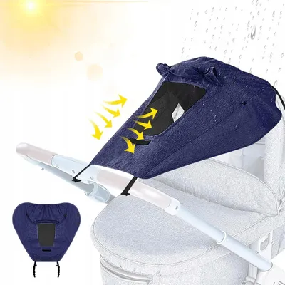 Produktbild von Verstellbarer Sonnenschutz für Kinderwagen mit UV-Schutz, blau