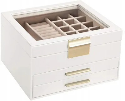 Produktbild von Songmics Vintage Schmuckkoffer Organizer 3 Ebenen Weiß