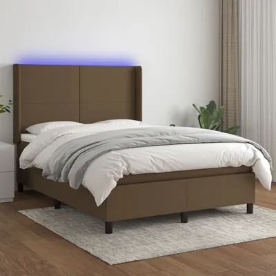 Produktbild von The Living Store Boxspringbett mit Matratze & LED Dunkelbraun 140x190 cm Stoff