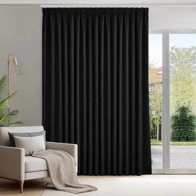 Produktbild von Blickdichte Thermogardine mit Kräuselband 260x300 cm Schwarz 1 Stück