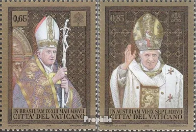 Produktbild von Briefmarken Vatikanstadt 2008 Mi 1617-1618 (kompl.Ausg.) gestempelt Papstreisen 2007