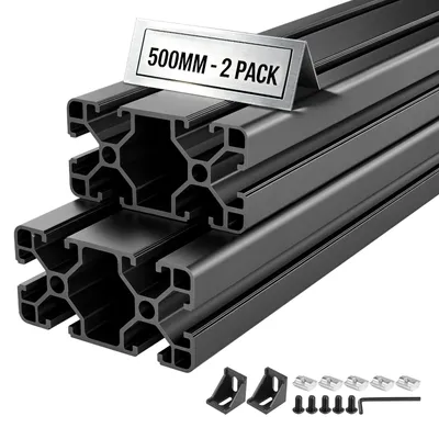 Produktbild von VEVOR 4080 Aluminium Profile 2 Stk. 50 cm, Eloxierte T-Nut-Aluprofile nach EU-Standard, Hochfestes Strangpressprofil, Aluminiumschiene für 3D-Druckerteile, CNC-DIY-Werkbänke und Montage, Schwarz