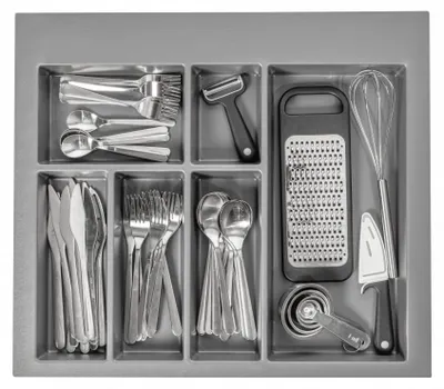 Produktbild von Besteckkasten GTV Schubladeneinsatz Kunststoff Anthrazit 540x472 mm Axispace