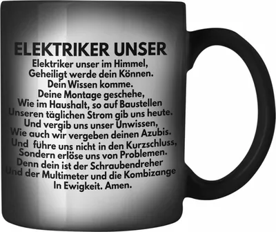 Produktbild von Trendation - Elektriker Unser Farbwechsel Zauber-Tasse Geschenk Elektromeister Lustiger Spruch Männer Geschenkidee (Schwarz)