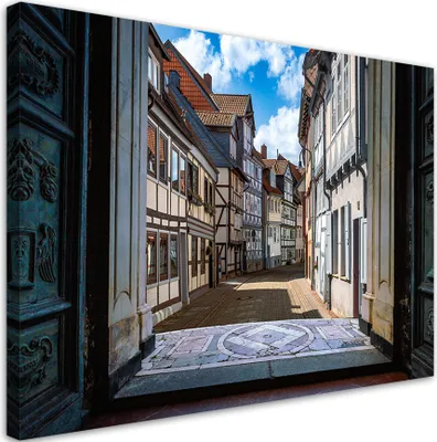 Produktbild von Leinwandbild Blick auf die Stadt Architektur Gebäude 60x40 Feeby Beige bild für die wand bereit zum aufhängen
