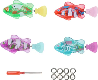 Obrázok produktu pre 4PCS Robot plávajúca ryba Vodou aktivovaný robot Elektronická hračka pre mačky s LED svetlom pre bazén s umývadlom