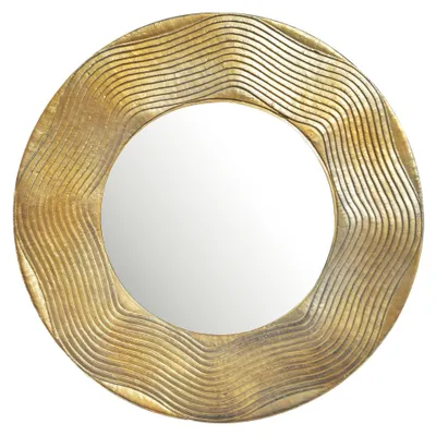 Imagen del producto de Espejo de pared WOHNLING, espejo para pasillo, redondo, de metal, 74 cm. Espejo para pasillo, espejo de pared colgante