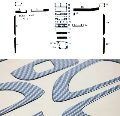 Zdjęcie produktu dla Dekoracja wnętrza kokpitu do BMW serii 3 E46 1998-2007 Carbon Optics 29szt