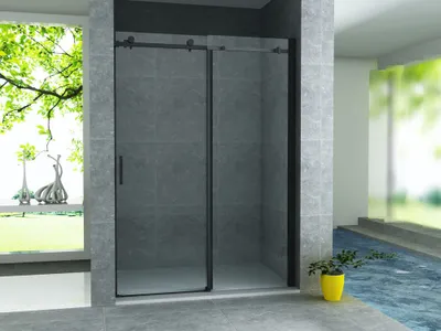 Produktbild von Aloni Nischentür Schiebetür Klarglas 120x200 Schwarz Matt