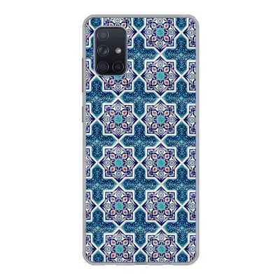 Produktbild von MuchoWow® Handyhülle Schutzhülle Hülle für Samsung Galaxy A71 Ein marokkanisches Mosaikfliesenmuster, bei dem hauptsächlich die Farbe Blau verwendet wird Silikon Softcase Handy Hülle - Kartenbesitzer