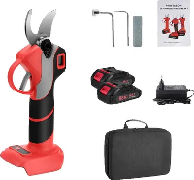 Image de Sécateur électrique, moteur sans balais, 4 vitesses réglables, lot de 2 batteries