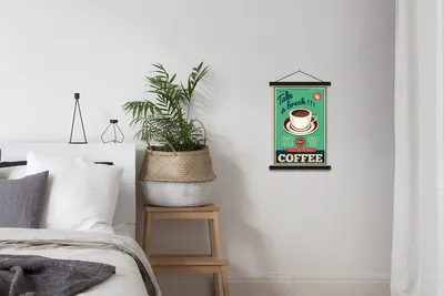 Produktbild von MuchoWow® Textilposter Kaffee - Jahrgang - Zitat 40x60 cm mit schwarzem Rahmen - Wanddekorationen