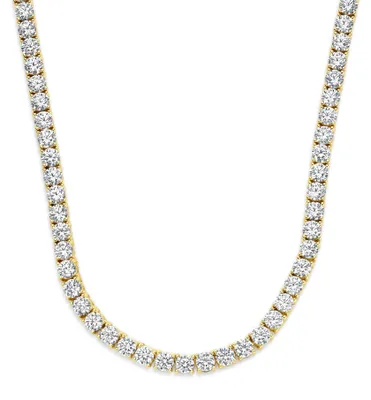 Produktbild von 9NB-1635-Y – Zilveren tennis ketting – Met witte zirkonia 4 mm – Goudkleurig – 925 zilver – 40+5 cm