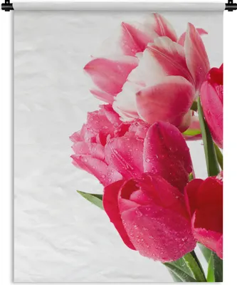 Produktbild von MuchoWow® Wandteppich Wandbehang Rosa Tulpen 150x200 cm Tapisserie Dekoration Wandtuch - Wandaufhängung - Moderner