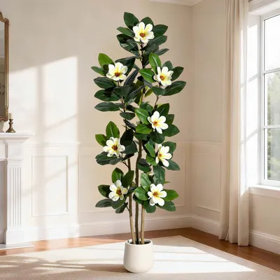 Produktbild von Garvee Künstlicher Ficus Baum 182 cm | Kunstpflanze für den Innenbereich, Blätte