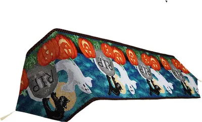 Obrázok produktu pre Stolový bežec z bavlny a ľanu pre halloweenske dekorácie domový jedálenský stôl 33x180cm (duch tekvice)