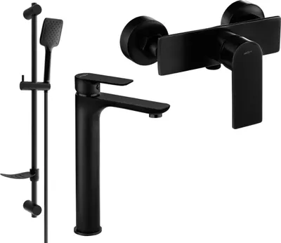Image de Alfa DF62 SET Mélangeur lavabo + douche avec accessoires, noir (745714DF62-70)