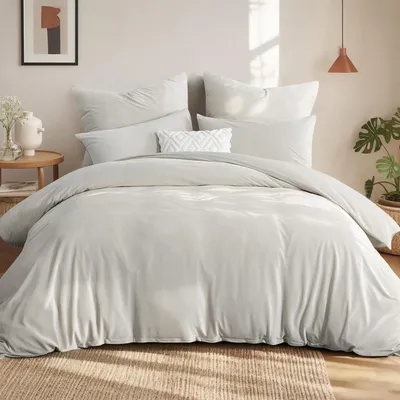 Zdjęcie produktu dla Komplet pościeli 3-częściowy, 220x240 cm, beżowy, flanelowy, ciepły, z zamkiem błyskawicznym