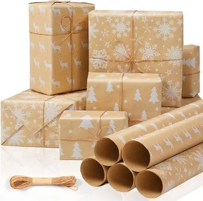Produktbild von Famanu Geschenkpapier Set 5 Rollen - Ideal für Weihnachten und Geburtstage