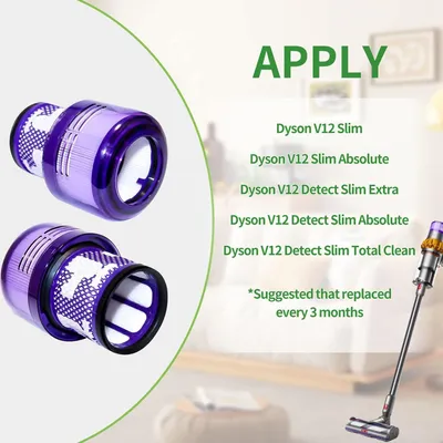 Produktbild von 2 Stück Dyson v12 Filter, für Dyson v12 Slim Absolute Filter Staubsauger, für Dyson v12 Filter waschbares HEPA-Zubehör, Dyson v12 Slim Hinterfilter Ersatzteil 971517-01