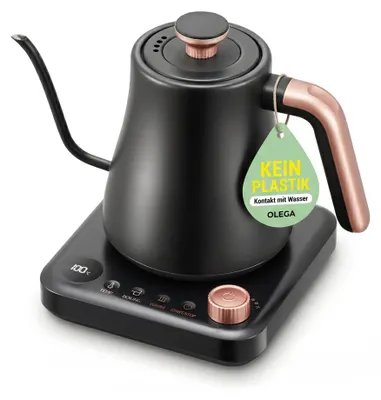 Productafbeelding van OLEGA waterkoker met zwanenhals: 1200W waterkoker met temperatuurregeling, 0