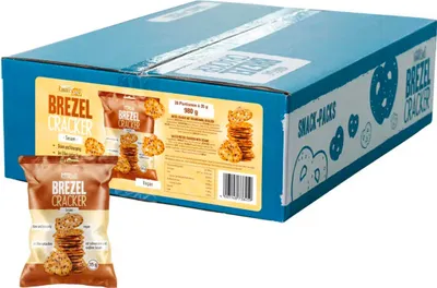 Image de Hellma Brezel Crackers saupoudrés de sel et de sésame 28x35g