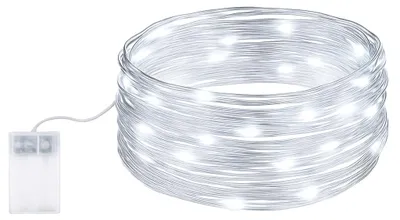 LED-Lichterkette 5m, 50 LEDs, Batteriebetrieb, weiß, Innen & Außen