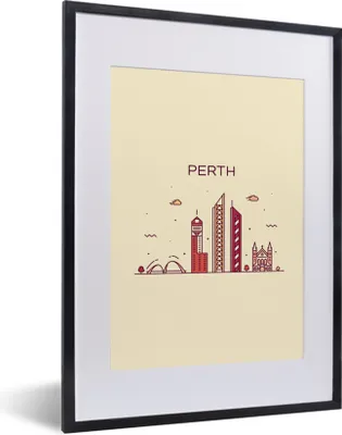 Produktbild von MuchoWow® MuchoWow® Gerahmtes Poster Australien - Perth - Skyline 30x40 cm - Poster mit zchwarzem Bilderrahmen - Wandposter Schlafzimmer