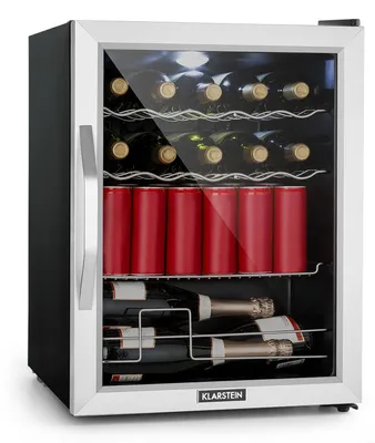 Produktbild von Klarstein Mini Kühlschrank mit Glastür, Mini-Kühlschrank für Zimmer, Getränkekühlschrank Klein mit Verstellbaren Ablagen, Kleiner Kühlschrank mit Wellenform-Racks, 60 Liter Kühlschrank Leise