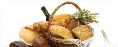 Produktbild von Wallario Poster - Brot und Brötchen im eleganten Korb - mit Wein und Getreide, Kunstdruck Größe: 50 x 125 cm