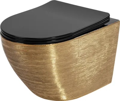 Produktbild von Rea WC Schüssel Randlos Carlo Flat Brush Gold