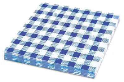Produktbild von 400x Servietten Prägeservietten 33 x 33 cm 1-lagig KARO blau