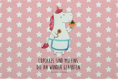 Produktbild von Mr. & Mrs. Panda Hackbrett Einhorn Küche - Rot Pastell - Geschenk, Träumen, Kuchen, Schneidplatte Glas, schneidbrett, Koch, Unicorn, Einhörner, Muffin, Glasschneidebrett