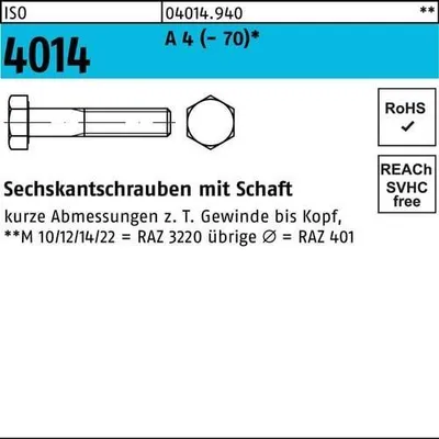 Produktbild von Reyher  Sechskantschrauben ISO 4014 A 4 M 6 x 140 A 4 (1 Stück)
