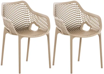 Produktbild von CLP Gartenstuhl Air XL 2er Set - Modernes Design, Kunststoff, Wetterfest, Stapelbar schlamm