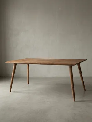 Produktbild von Massivholz Esstisch ""Savio"": Retro Landhausstil, handgefertigt, Sheesham-Holz, Braun mit Maserungen. 180x80x76 cm | Kadima Design