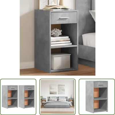 Produktbild von The Living Store Nachttische 2 Stk. Betongrau 35x34x65 cm Holzwerkstoff