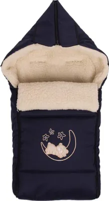 Produktbild von Winter Fußsack für Kinderwagen Babyschale Schlittensack Wollesack Baby Fußsack Kuschelsack Winterfußsack 40 x 90 cm (Dunkelblau)