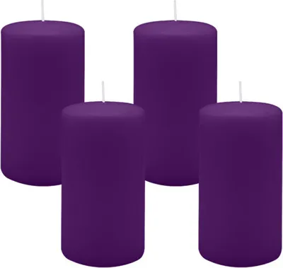 Produktbild von 4er Set Adventskranzkerzen Violett Ø 70 x 130 mm