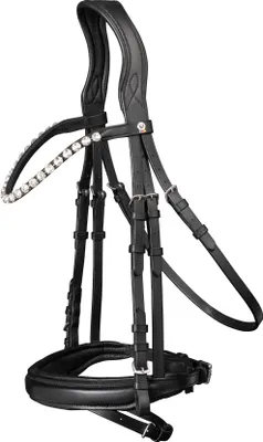 Produktbild von Waldhausen Trensenzaum X-Line Beauty schwarz anatomisch geformt mit Zügeln , Größe:Pony