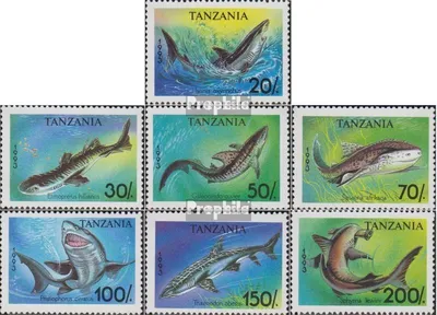 Produktbild von Briefmarken Tansania 1993 Mi 1583-1589 (kompl.Ausg.) postfrisch Haie