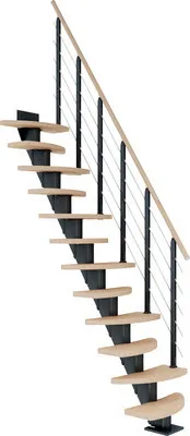 Produktbild von Pertura Mittelholmtreppe Aris Eiche Anthrazit variabel 64 cm 12 Stufen / 13 Steigungen Relinggeländer Anthrazit