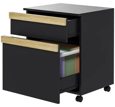 Produktbild von Bš¹ro-Aktenschrank auf Rollen mit 2 Schubladen, 48 x 40 x 59,5 cm, schwarz