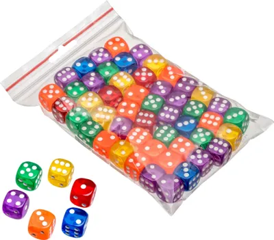Produktbild von Philos 7272 - Würfel, 50er-Beutel, transparent, bunt gemischt